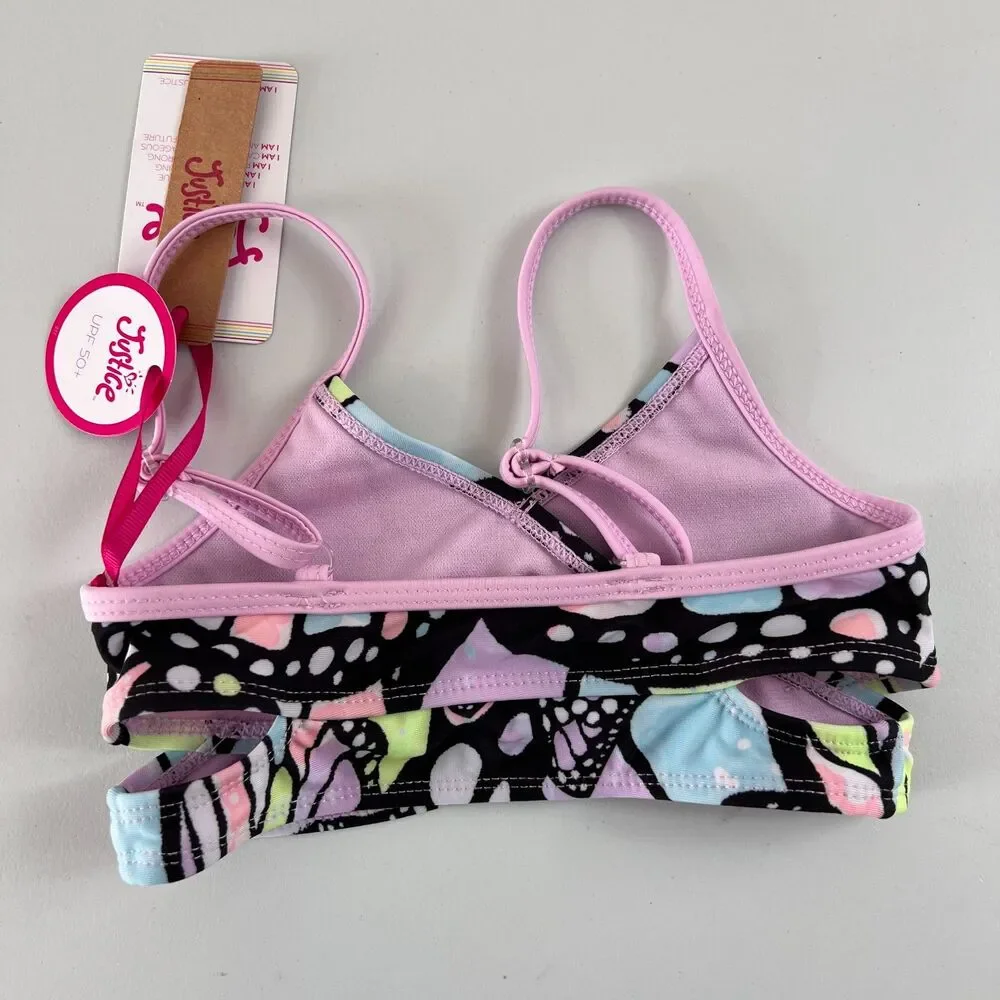 Justice Girls Wrap Bikini Top Pink Multicolor Size XS - New With Tags